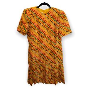 80s Vintage Silk Drop Waist Dress